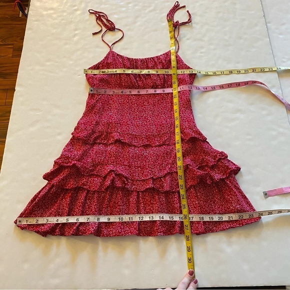 Sundae Muse Carter Dress Womens Size 2 - 4 XS Red Ruffle Mini Tie Shoulder - Picture 14 of 16